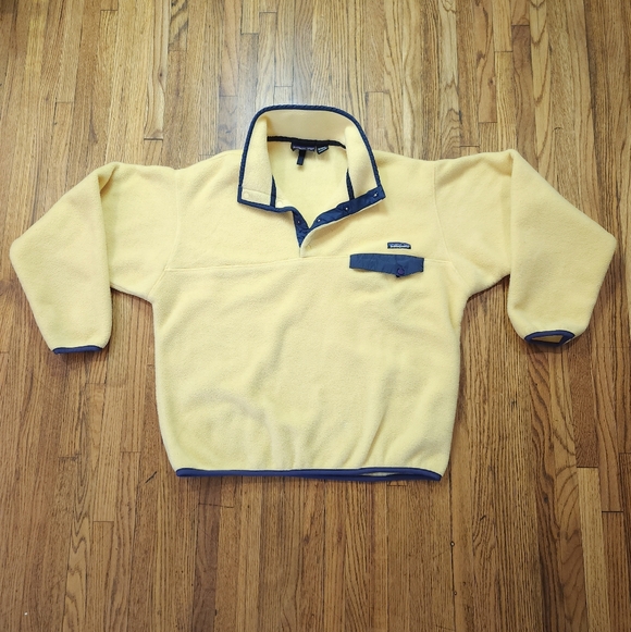 Patagonia Other - Patagonia Synchilla Vintage Mens Size L Yellow Snap Fleece